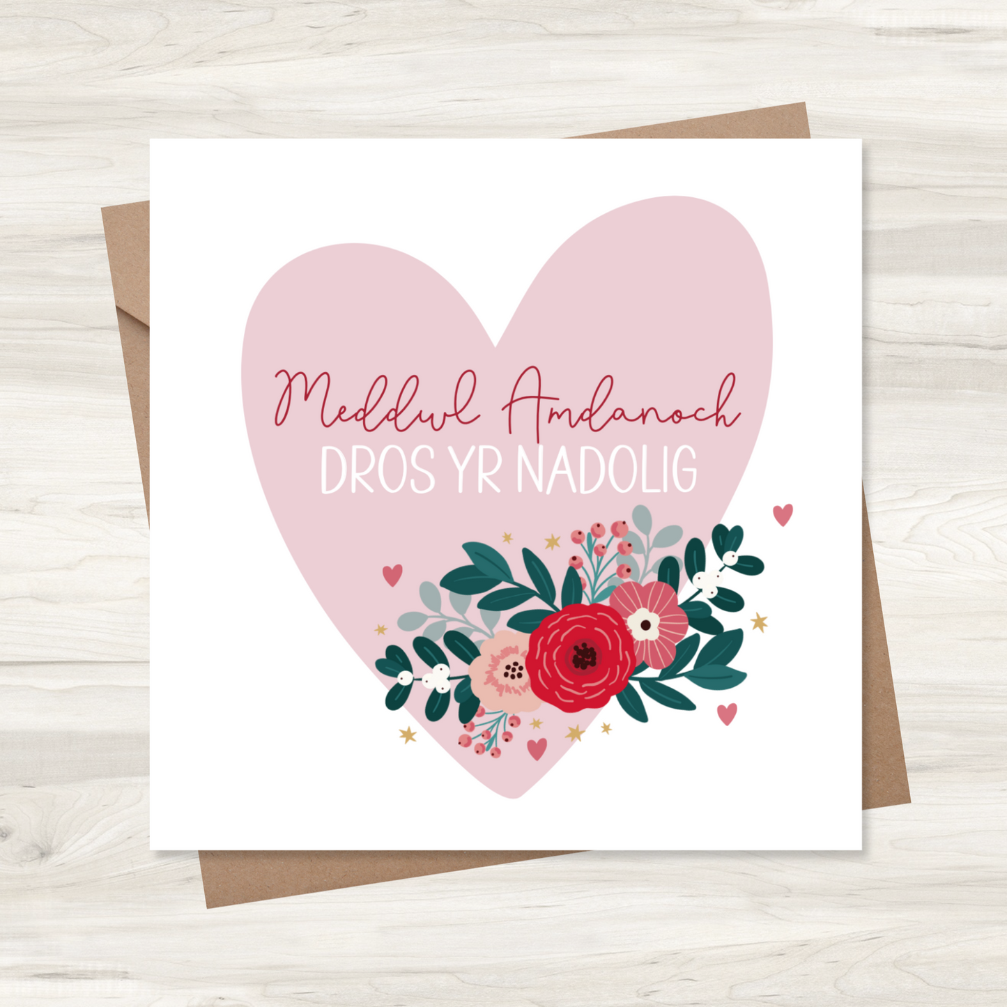 Carden Nadolig ~  'Meddwl Amdanoch dros y Nadolig'