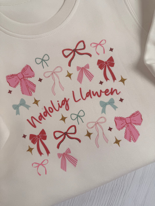 Siwmper ~ Nadolig Llawen 🎀✨ RHUBANNAU NADOLIG