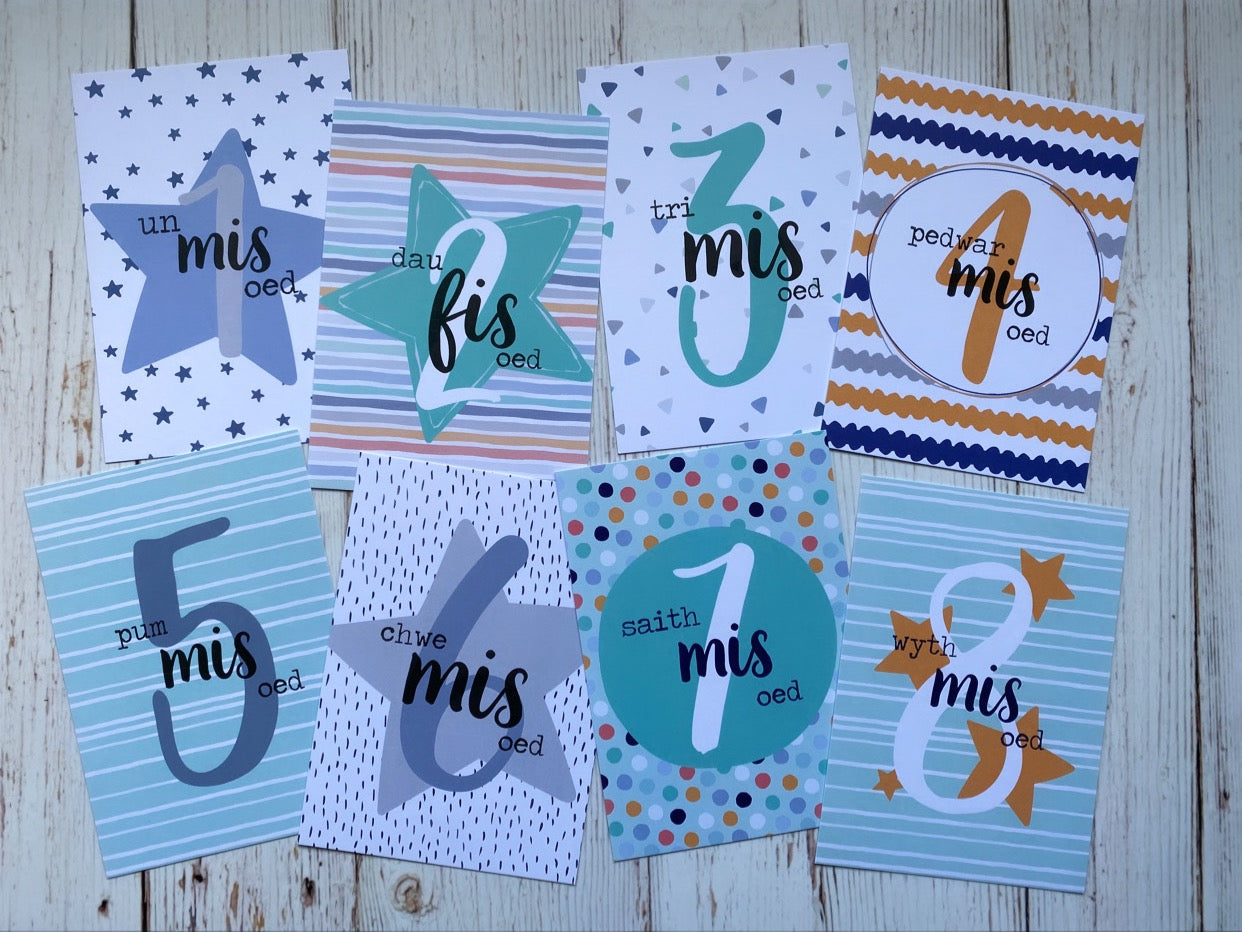 Cardiau Cerrig Milltir Babi (Bechgyn)