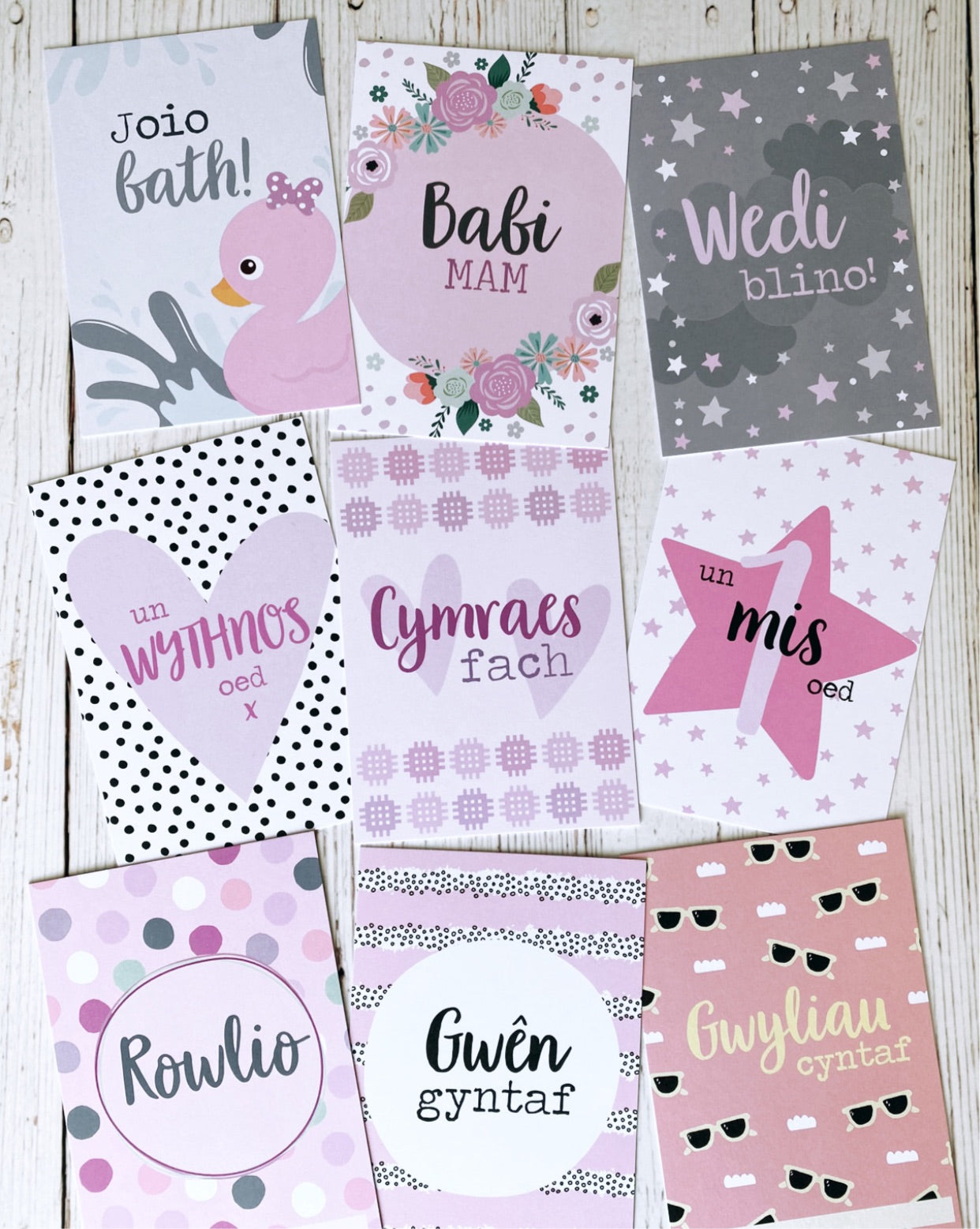 Cardiau Cerrig Milltir Babi (Merch)
